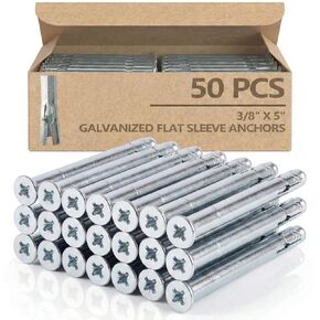 50 PCS 3/8" x 5" Flat Sleeve Anchor Zinc Plated for Heavy-Duty Fastening in Masonry, Brick, and Concrete in Kuwait