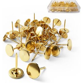 100pcs Heavy-Duty Gold Thumb Tacks, Long Needlepoint Tacks & Gold Push Pins for Wall and Home Décor, Carpet Nails, Tachuelas para Pared in Kuwait