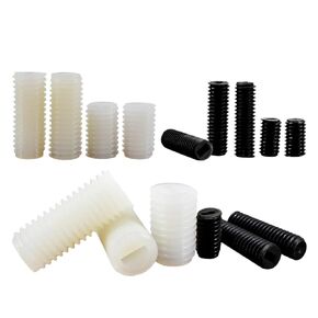 Nylon Slotted Grub Bolt M3 M4 M5 M6 M8 M10 M12Black/White Plastic Insulated Flat Point End No Head Headless Fixing Screw(10mm(150pcs),M5(White)) in Kuwait