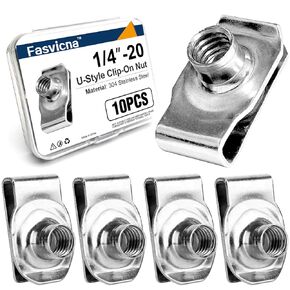 صواميل بمشبك 1/4 بوصة - 20 حرف U، صواميل مشبكة من الفولاذ المقاوم للصدأ 304 على شكل حرف U للوحة باب السيارة ولوحة القيادة، 10 عبوات in Kuwait