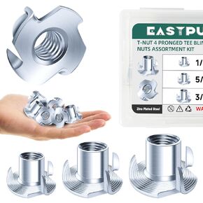 180-Pack 1/4"-20 5/16"-18 3/8"-16 T-Nuts Assortment Kit Zinc Plated Steel, 4-Pronged Tee Nut for Wood, Rock Climbing Holds T Nuts Set Nutserts for Wood Furniture in Kuwait