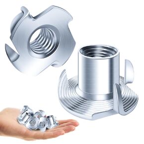 50PCS 3/8-16 T-Nuts Zinc Plated Steel Nutserts, 4-Pronged Tee Nut for Wood, Rock Climbing Holds 3/8-16 T Nuts Set for Wood Furniture in Kuwait
