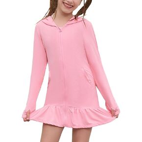 QPANCY Girls Swim Cover Up UPF 50+ Sun Protection Hoodie Long Sleeve Rash Guard Full Zip Quick Dry Beach Swimsuit Coverup in Kuwait