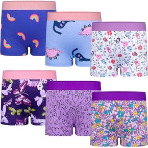 BIG ELEPHANT Girls’ Boyshort Panties 6-Pack – 100% Cotton Boxer Briefs, Super Soft & Breathable Kids Underwear in Kuwait