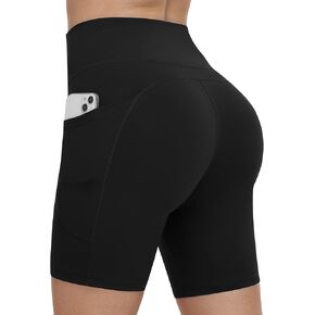 Runhit Women's Biker Shorts No Front Seam 4"/6"/8" High Waist Tummy Control Workout Yoga Gym Running Spandex Shorts Pockets in Saudi Arabia