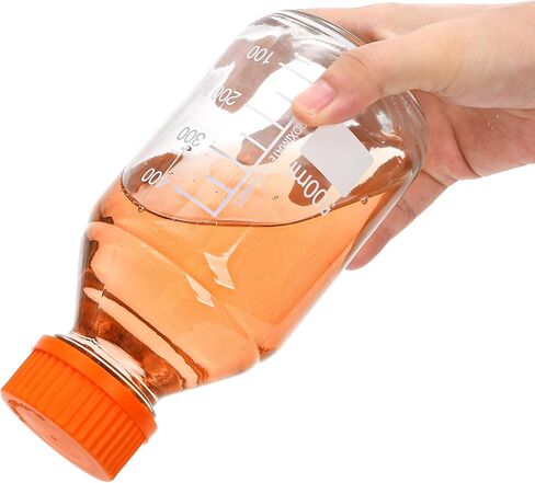 Yopay 6 Pack Media Storage Bottles 500ml, Reusable Glass Bottle with GL45 Screw Cap, Round Leakproof Scientific Glass Container for Labs, Classrooms or Home Use in Saudi Arabia