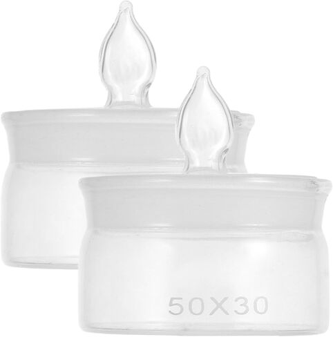 2 قطعة زجاجات وزن العينات الزجاجية منخفضة الشكل 50 × 30 مللي متر مع أغطية أداة زجاجية مختبرية لتجارب الكيمياء والوزن الدقيق in Kuwait