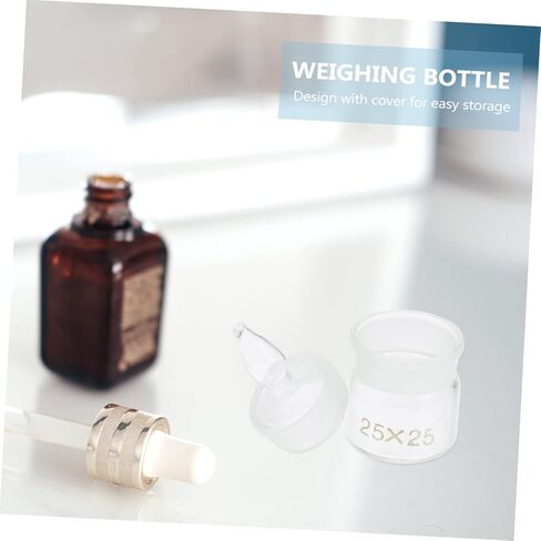 DECHOUS 5Pcs Glass Weighing Holder with Lids Laboratory Weighing Bottles for Experiments Compact Reliable Glass Weighing Jar Tool for Professional Personal Use in Kuwait