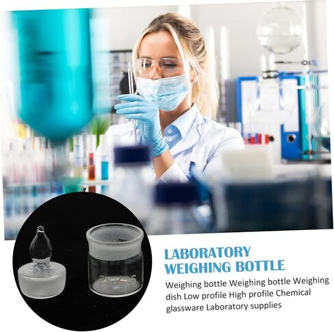 DECHOUS 5Pcs Glass Weighing Holder with Lids Laboratory Weighing Bottles for Experiments Compact Reliable Glass Weighing Jar Tool for Professional Personal Use in Kuwait