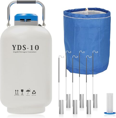 حاوية نيتروجين سائل سعة 10 لتر - خزان نيتروجين سائل من سبائك الألومنيوم LN2 Dewar، مزود بـ 6 علب وحقيبة حمل (10 لتر) in Kuwait