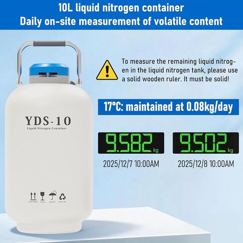 حاوية نيتروجين سائل سعة 10 لتر - خزان نيتروجين سائل من سبائك الألومنيوم LN2 Dewar، مزود بـ 6 علب وحقيبة حمل (10 لتر) in Kuwait