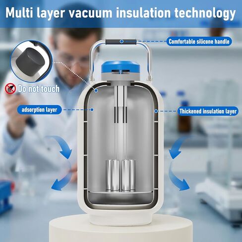 حاوية نيتروجين سائل سعة 10 لتر - خزان نيتروجين سائل من سبائك الألومنيوم LN2 Dewar، مزود بـ 6 علب وحقيبة حمل (10 لتر) in Kuwait