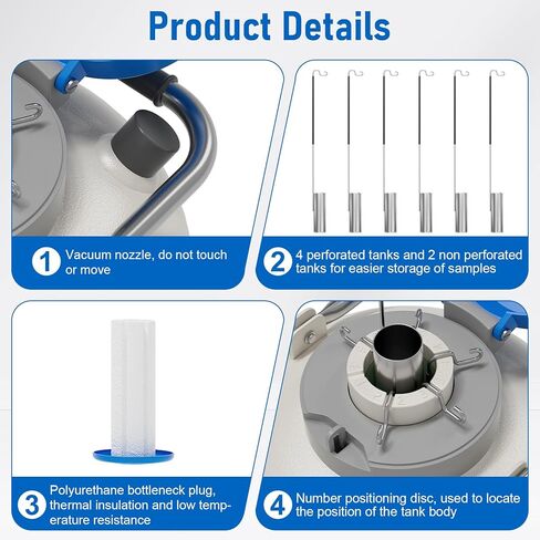 حاوية نيتروجين سائل سعة 10 لتر - خزان نيتروجين سائل من سبائك الألومنيوم LN2 Dewar، مزود بـ 6 علب وحقيبة حمل (10 لتر) in Kuwait