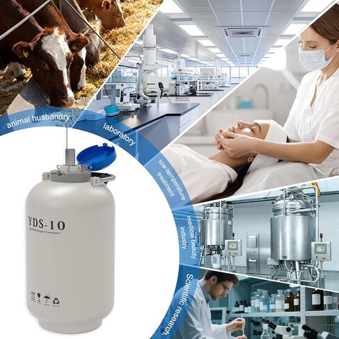 حاوية نيتروجين سائل سعة 10 لتر - خزان نيتروجين سائل من سبائك الألومنيوم LN2 Dewar، مزود بـ 6 علب وحقيبة حمل (10 لتر) in Kuwait