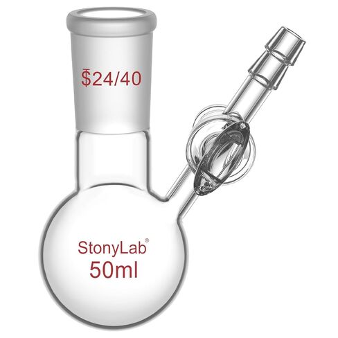 stonylab Reaction Flask with Glass Stopcock Valve, 24/40 Joint, Borosilicate Glass Single-Neck Round Bottom Flask, for Laboratory Experiments and Applications, 500 ml in Saudi Arabia