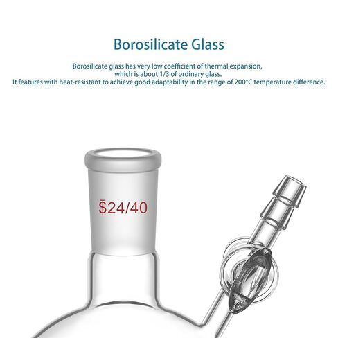 stonylab Reaction Flask with Glass Stopcock Valve, 24/40 Joint, Borosilicate Glass Single-Neck Round Bottom Flask, for Laboratory Experiments and Applications, 500 ml in Saudi Arabia