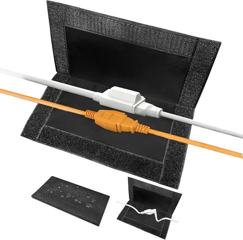 (ليس من البلاستيك) غطاء أمان سلك سلك سلكي 3pack ، 10 × 5 بوصة ، و 600D Canvas Oxford Cloth Compling Electrical Outlet ، مع موصلات كبل المكونات المقاومة للتجول في الفيلكرو ، in Kuwait