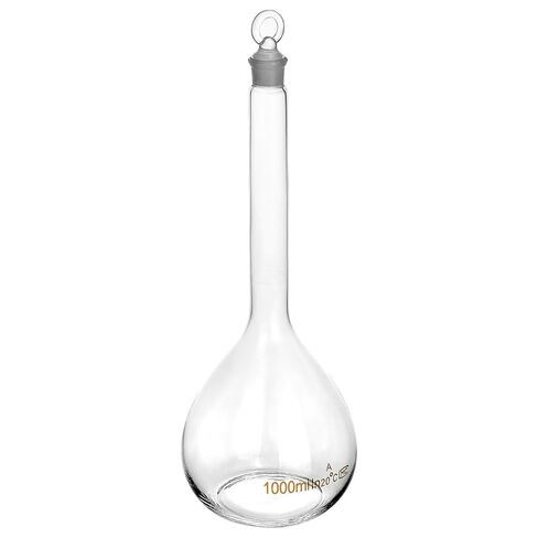 QWORK 1000ml Volumetric Flask with Ground Glass Stopper, 3.3 High Borosilicate Glass for Laboratory Precision, 1 Pack in Saudi Arabia