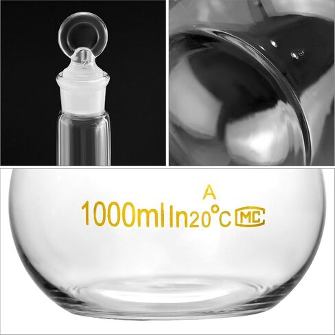 QWORK 1000ml Volumetric Flask with Ground Glass Stopper, 3.3 High Borosilicate Glass for Laboratory Precision, 1 Pack in Saudi Arabia