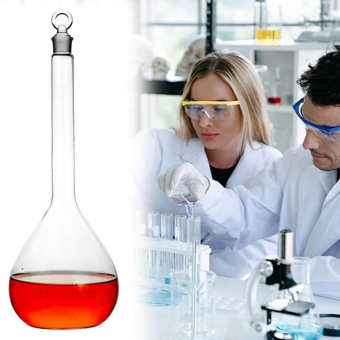 QWORK 1000ml Volumetric Flask with Ground Glass Stopper, 3.3 High Borosilicate Glass for Laboratory Precision, 1 Pack in Saudi Arabia