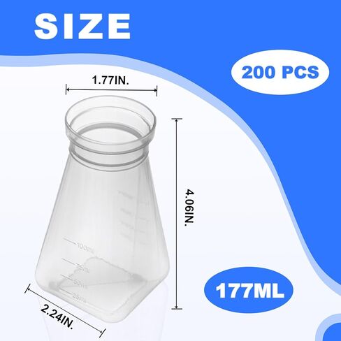 Biologix Drosophila Bottles, Drosophila Stock Bottles, Polypropylene(PP), Bulk Packaging, Square Bottom, 177 ml, Case of 200 in Kuwait
