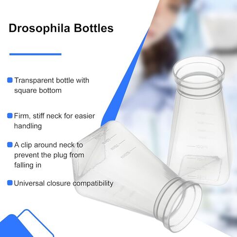 Biologix Drosophila Bottles, Drosophila Stock Bottles, Polypropylene(PP), Bulk Packaging, Square Bottom, 177 ml, Case of 200 in Kuwait
