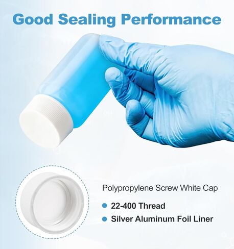 FOUR E'S SCIENTIFIC 20mL HDPE Scintillation Vial, 100 PCS Liquid Scintillation Counting Vials with 22-400 White Screw Cap with Silver Aluminum Foil Liner in Kuwait