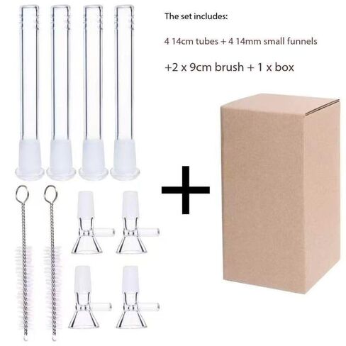 Glass Test Tubes with Funnels Set, 14cm Laboratory Tubes, 14mm Opening, 4 Tubes with 4 Funnels and 2 Cleaning Brushes in Saudi Arabia