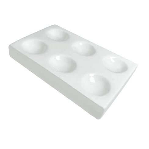 White Porcelain Laboratory Spotting Plate, 6 Wells Chemical Experiment Testing and Storage Microplate in Saudi Arabia