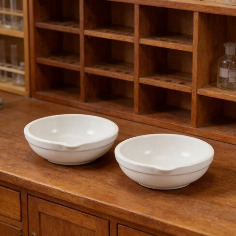 2pcs Ceramic Evaporating Dishes Lab Accessory Heat Resistant Porcelain Basin for Chemistry Experiments Research and Educational Use in Saudi Arabia