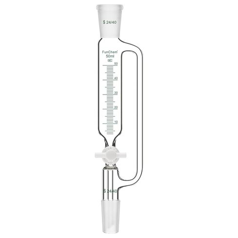 FunChem Pressure Equalizing Dropping Funnel with PTFE Stopcock, 250ml Graduated Borosilicate Glass with 24/40 Standard Taper Joints for Safe Laboratory Liquid Addition in Saudi Arabia