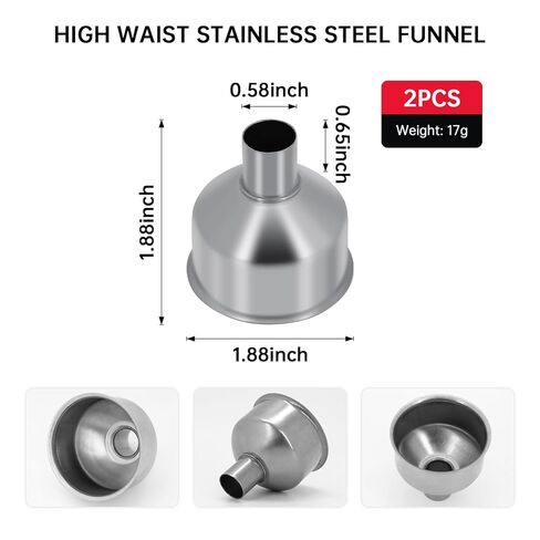 2Pcs Stainless Steel Small Funnel for Flask Small Funnels for Drinking Liquor Flask,Oil Bottle,Perfume Bottle,Amber Bottle, Spices Liquids Universal Mini Funnel Fit for 2/3" Spout (2) in Saudi Arabia