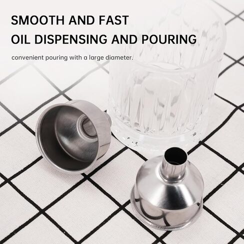 2Pcs Stainless Steel Small Funnel for Flask Small Funnels for Drinking Liquor Flask,Oil Bottle,Perfume Bottle,Amber Bottle, Spices Liquids Universal Mini Funnel Fit for 2/3" Spout (2) in Saudi Arabia