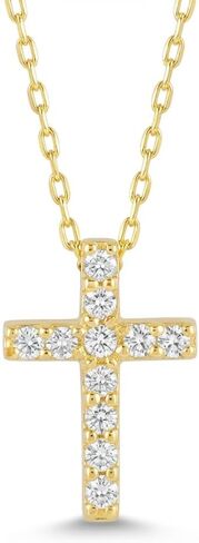 GELIN Tiny Diamond Cross Necklace in 14K Solid Gold in Kuwait