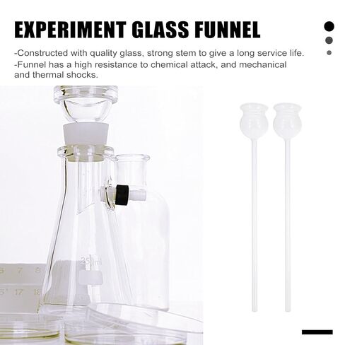 2pcs Glass Laboratory Long Neck Funnel for Chemical Experiments, Scientific Glass Funnel with Safety Design for School Science and Carbon Dioxide Preparation in Kuwait