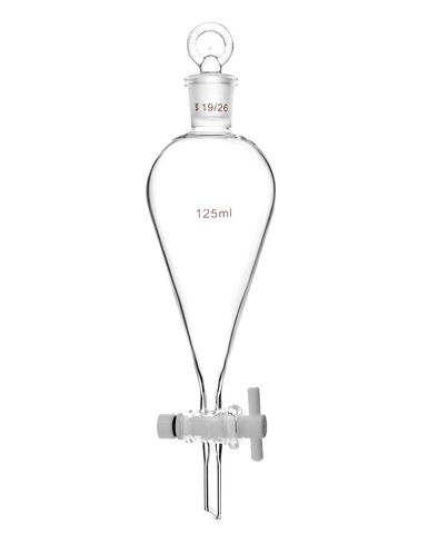 QWORK 125ml Separating Funnel with 19/26 Joints and PTFE Plug, 1 Pack in Saudi Arabia