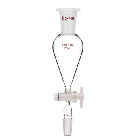 stonylab 500 mL Conical Pear-Shaped Separatory Funnel with PTFE Stopcock, Heavy Wall Borosilicate Glass, Top & Lower 24/40 Joints – Lab Liquid Separation in Saudi Arabia