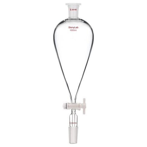 stonylab 500 mL Conical Pear-Shaped Separatory Funnel with PTFE Stopcock, Heavy Wall Borosilicate Glass, Top & Lower 24/40 Joints – Lab Liquid Separation in Saudi Arabia