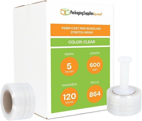 Stretch Film Wrap, Heavy Duty Plastic Packing Wrap Rolls, Clear, 5 Inch x 600 Feet, 120 Gauge, 12 Pack in Kuwait