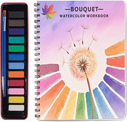 Watercolor Workbooks, Beginner Watercolor Painting Kit – 12 Colors Paint Set with Brush in Saudi Arabia