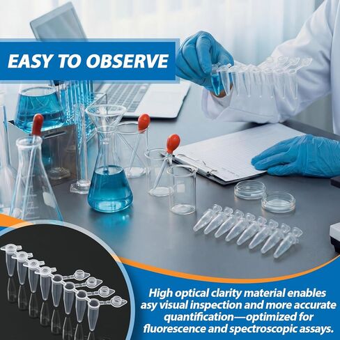 LemonRoad 125 Strips 0.2 ml PCR Tubes with Shingled Flat Caps PCR Reaction Microcentrifuge Tube in Kuwait