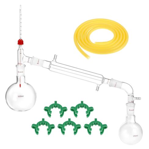 QWORK 500ml Laboratory Distillation Set, 3.3 Borosilicate Glass with Standard 24/40 Joints, for Essential Oils & Aqueous Extract in Saudi Arabia