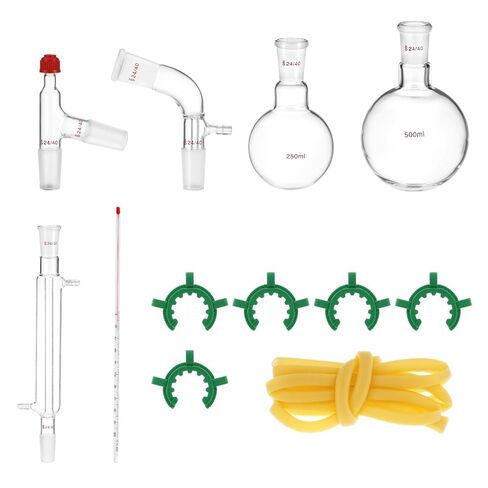 QWORK 500ml Laboratory Distillation Set, 3.3 Borosilicate Glass with Standard 24/40 Joints, for Essential Oils & Aqueous Extract in Saudi Arabia