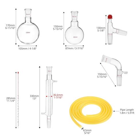 QWORK 500ml Laboratory Distillation Set, 3.3 Borosilicate Glass with Standard 24/40 Joints, for Essential Oils & Aqueous Extract in Saudi Arabia