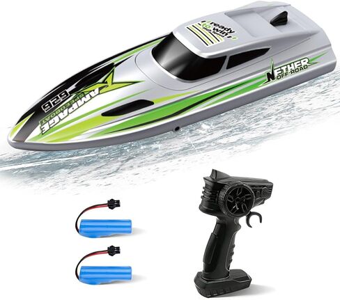 RC Boat W/ 2.4 جيجا هرتز التحكم عن بُعد ، بطاريتين قابلة للشحن ومصابيح LED لماء بحيرات البلياردو ، RC Poit Jet Boat RTR للبالغين هدايا (RED) in Kuwait