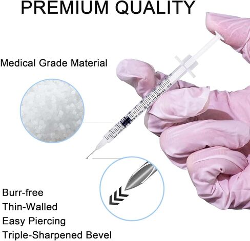 U-100 Syringes with Needle - 30G 5/16" (8mm) 1ml/cc Disposable Syringe, Individual Wrapped, 30PACK in Kuwait