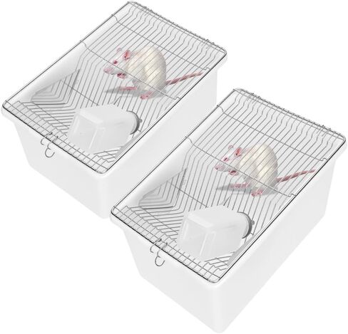 قفص قوارض الفئران المختبرية مكون من قطعتين، PP ذو درجة حرارة عالية وضغط عالي مع زجاجة ماء سيليكون سعة 250 مل من الألومنيوم لحفظ الطعام من أجل 5-6 فئران أو 1-2 فئران (12.59 بوصة × 8.46 بوصة × 6.69 بوصة) in Kuwait