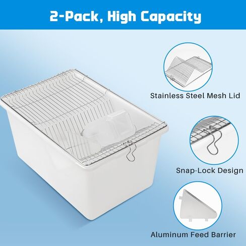 قفص قوارض الفئران المختبرية مكون من قطعتين، PP ذو درجة حرارة عالية وضغط عالي مع زجاجة ماء سيليكون سعة 250 مل من الألومنيوم لحفظ الطعام من أجل 5-6 فئران أو 1-2 فئران (12.59 بوصة × 8.46 بوصة × 6.69 بوصة) in Kuwait