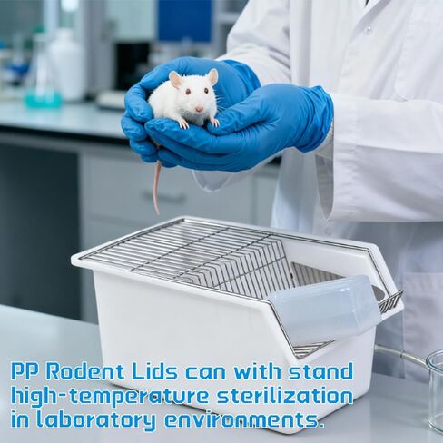 قفص قوارض الفئران المختبرية مكون من قطعتين، PP ذو درجة حرارة عالية وضغط عالي مع زجاجة ماء سيليكون سعة 250 مل من الألومنيوم لحفظ الطعام من أجل 5-6 فئران أو 1-2 فئران (12.59 بوصة × 8.46 بوصة × 6.69 بوصة) in Kuwait