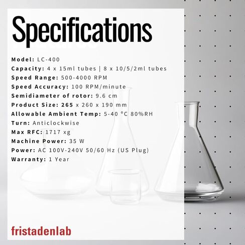 Fristaden Lab PRP Benchtop Centrifuge – Up to 8 Tubes - 500-4000 RPM, Brushless Motor with Timer & LCD Display in Kuwait